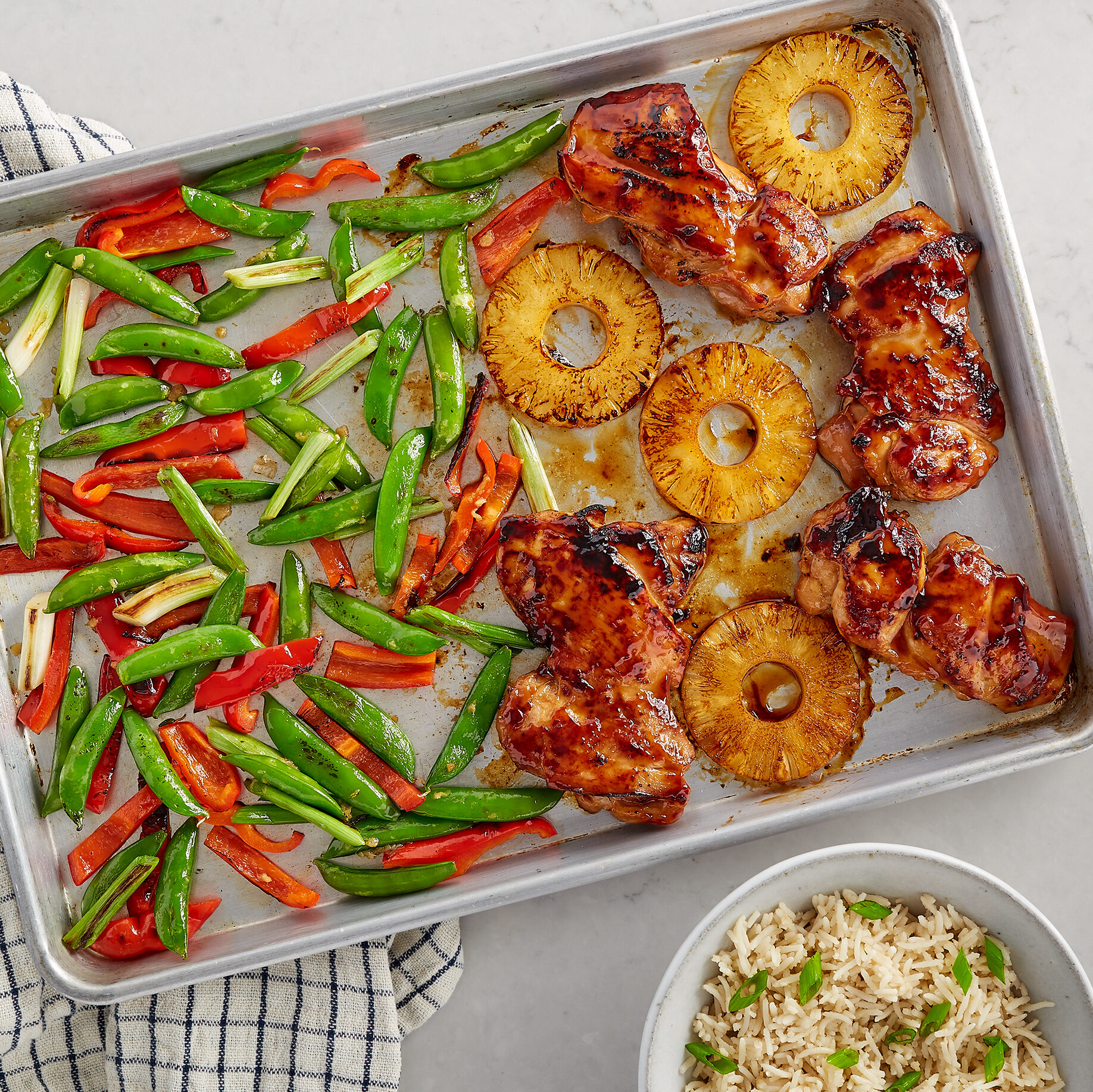 Sheet Pan Huli Huli Chicken with Pineapple Rings & Coconut Rice