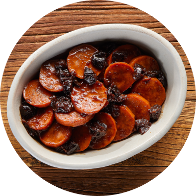 Citrus & Spice Candied Yams with Sticky Plums
